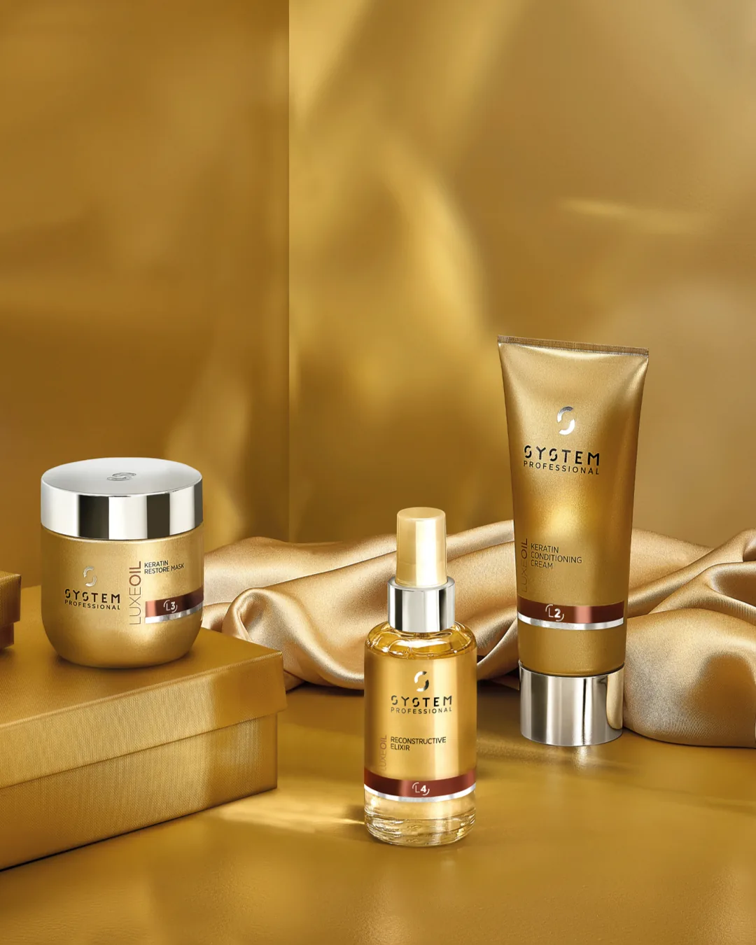 Wella LuxeOil — golden editorial